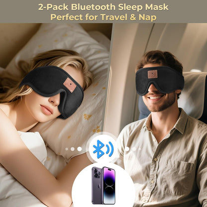 2-Pack 3D Sleep Mask with Bluetooth Headphones, Sleep Headphones, Bluetooth Sleep Eye Mask with Adjustable Hook and Loop, Ultra-Thin Stereo Speakers Perfect for Men/Women Sleeping Gifts