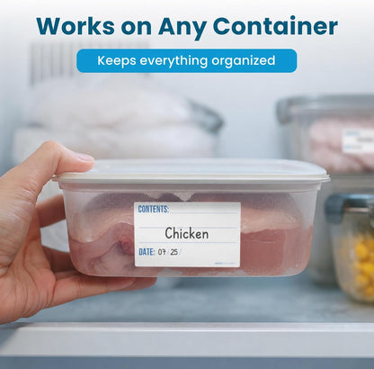 Freezer Labels 1x2 in 200/Roll, Dissolvable Fill in Canning Jar Stickers | Preprinted write on lines, use pen or marker, containers, bottles, food storage, meal prep, pantry, peels clean, no residue