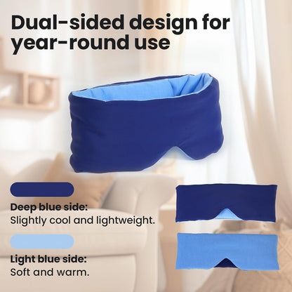 100% Blackout Sleep Mask for Side Sleepers &Travel | Zero Pressure Design, Dual-Sided Cooling/Warm Memory Foam, Adjustable Head Strap | Quiet Hook & Loop Closure