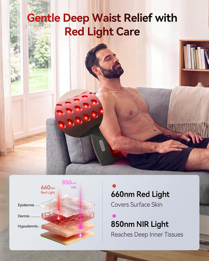 FliKEZE 4-in-1 Lumbar Massager with Red Light 660/850nm Cordless 5000mAh