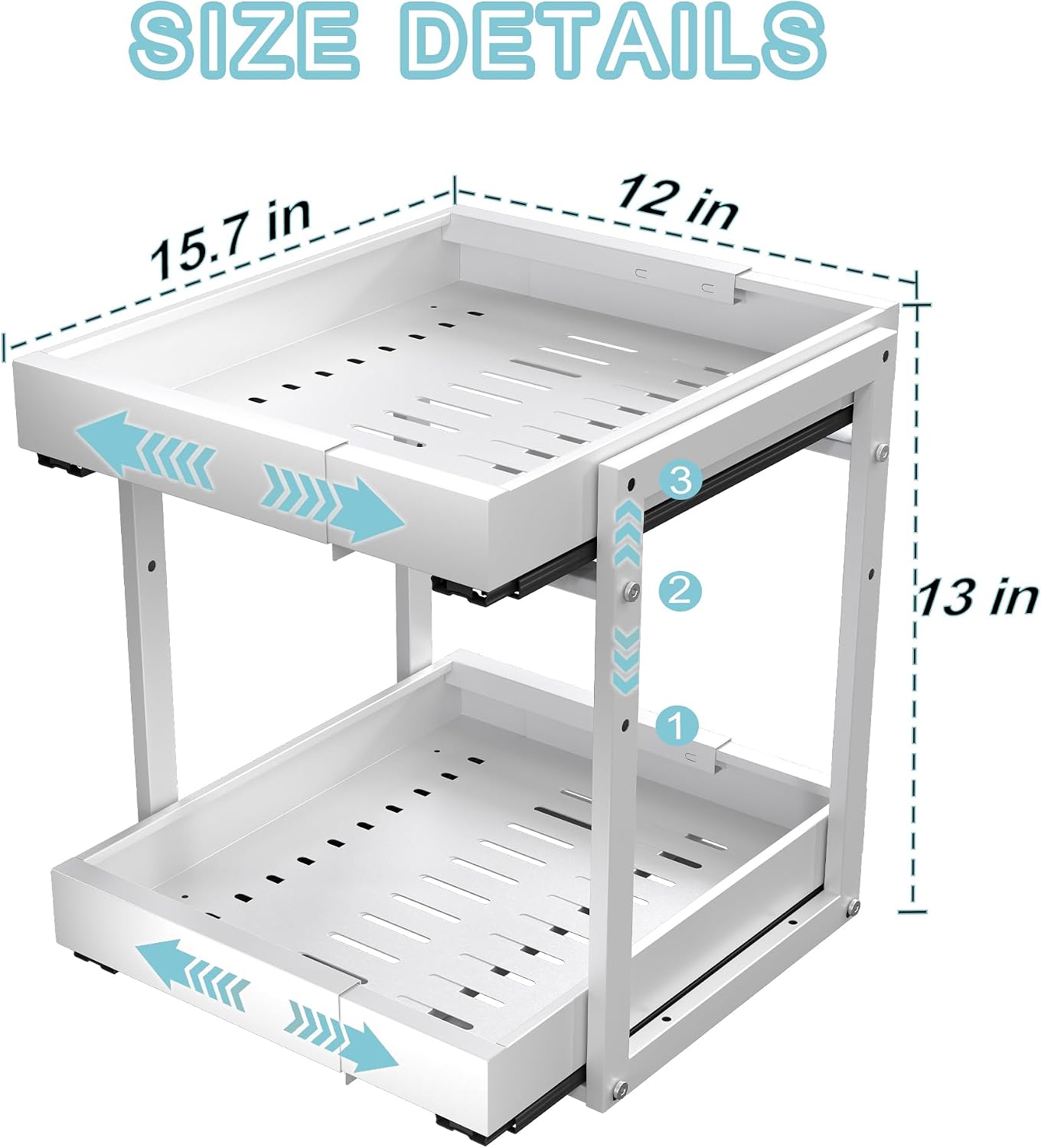 Golener 2-Tier Expandable Pull Out Cabinet Organizer, Cabinet Drawers, 16"D | Cabinet Pull Out shelves, Adjustable Pantry Drawers, Slide Out Drawers for Kitchen Cabinets, Under Sink Organizer, Black