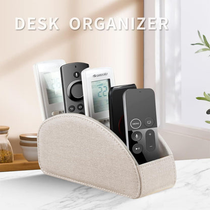 Pu Leather TV Remote Control Holder with 5 Compartments,Remote Caddy/Tray | Bedside Table Desk Storage Box/Organizer for Pen,DVD,Blu-Ray,Media Player,Heater Controller,Cosmetics,Glasses,Office Supplies