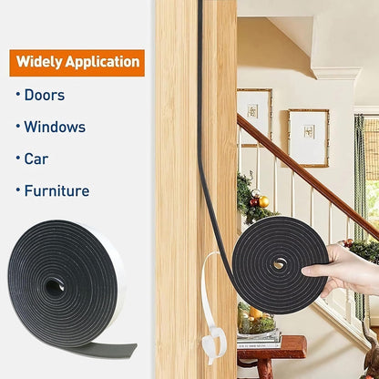 Weather Stripping Foam Tape 2 Rolls (1/2 in x 1/8 in x 16.4FT), Self Adhesive Door Seal for Small Gaps, Window Insulation, Draft Stopper Foam Strip Total 32.8 FT