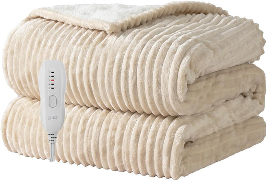 Texciting Heated Blanket 50"X60",Soft Electric Blanket,ETL Certified,Grey | Heating Levels,Auto-Off Function,Heated Throw Blanket for Bed,Machine Washable,Gifts for Woman