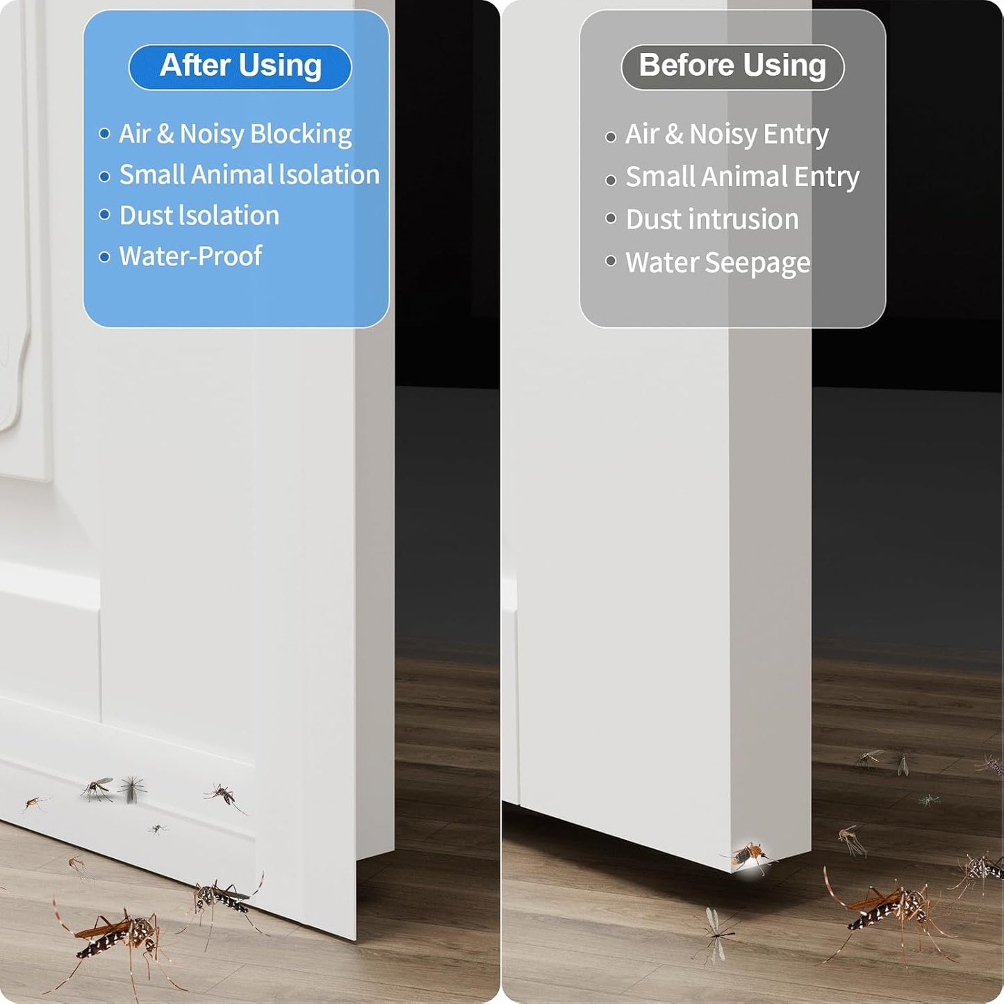 Door Weather Stripping, Silicone Door Seal Strip Sealing Tape, Door Draft Stopper Adhesive Seal Tape for Doors Windows &Shower Glass Door Gaps (Thickness Upgrade)