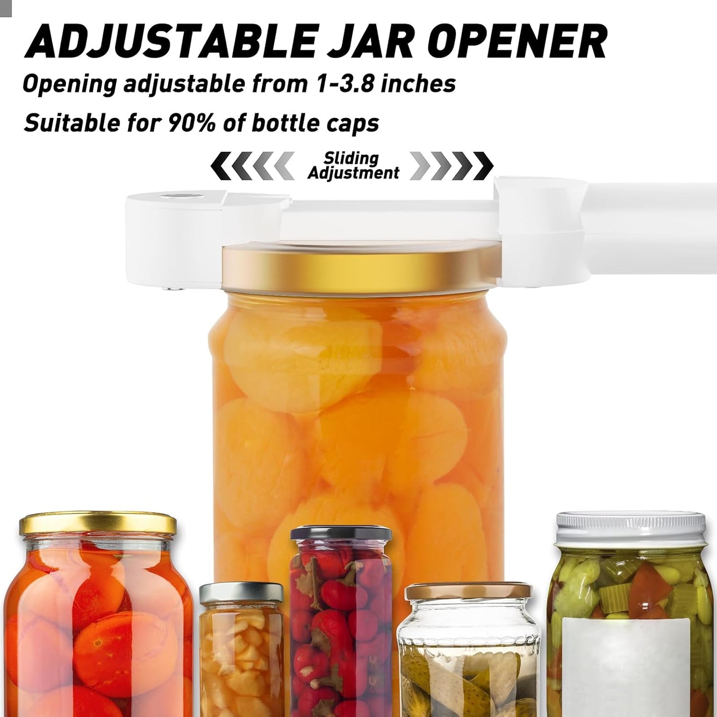 Jar Opener Bottle Opener for Seniors with Arthritis, Multi Retractable Magnetic Can Opener, Jar Grippers for Opening Jars, Kitchen Gadgets for Weak Hands and Senior Arthritis (Black)