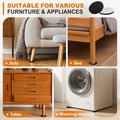 Felt Furniture Sliders for Hardwood Floors 24 PCS, 3 1/2" | Heavy Duty Furniture Movers for Hard Surfaces, Reusable Moving Pads for vinyl Tile Floors