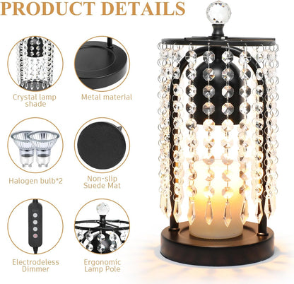 Gold Candle Warmer Lamp with Timer and Dimmer - Electric Candle Warmer,Crystal Candle Lamp for Bedroom Decor,Flameless Scented Candle Light Warmer,House Warming Gift New Home for Women