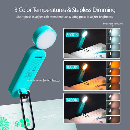 VAVOFO USB Rechargeable Bookmark Reading Light, Blue Light Blocking Amber LEDs for Bedtime Reading - Clip On, 9 Lighting Modes