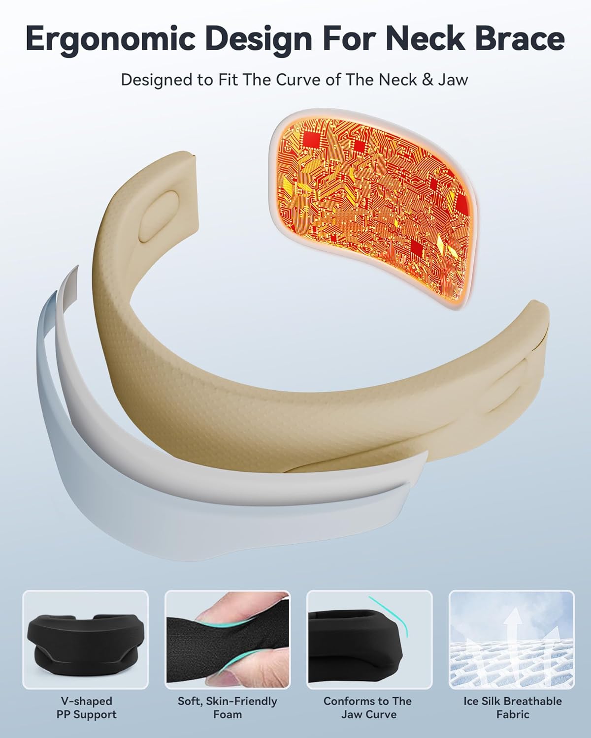 Heated Neck Brace Cervical Collar - Neck Support Brace with Heating Pad, Soft Foam Wraps Keep Vertebrae Stable and Aligned for Relief of Cervical Spine Pressure for Women & Men Black (L Size)