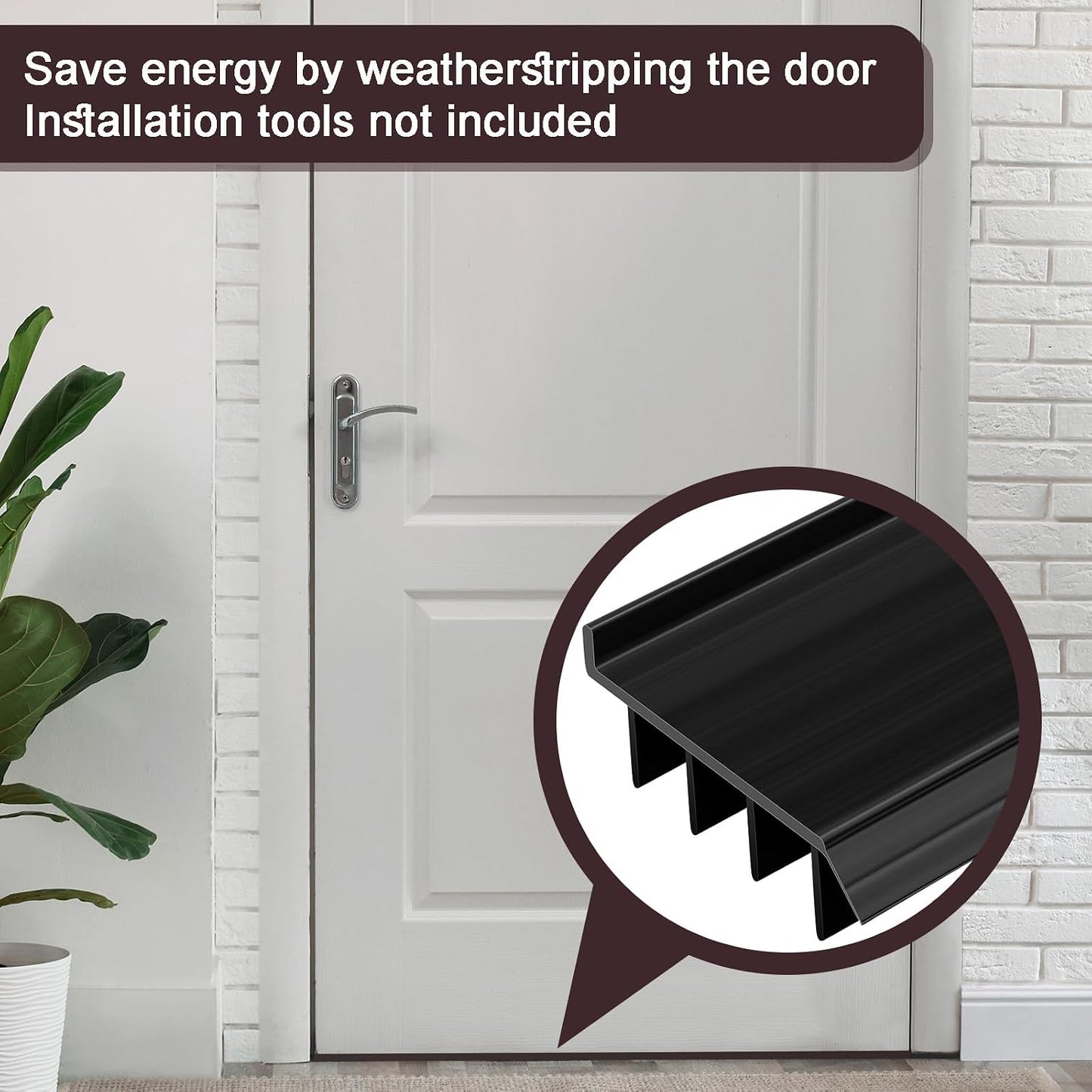 2 Pcs 3 Feet Brown Vinyl Door Bottom Adjustable Weatherstrip Door Bottom with Drip Cap Weatherproof Under Doors Seal for Gaps from 1/4'' to 9/16'' for 1 3/4'' to 2'' Thick Doors