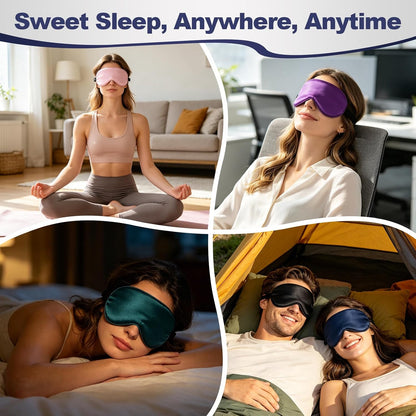5P Silk Sleep Mask, 5-Color Eye Mask for Sleep with Adjustable Strap