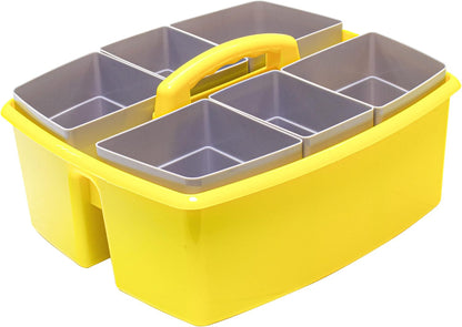 Storex 2-Compartment Large Cleaning Caddy – Multipurpose Supply Organizer with Handle - Black, 1-Pack (00973A06C)