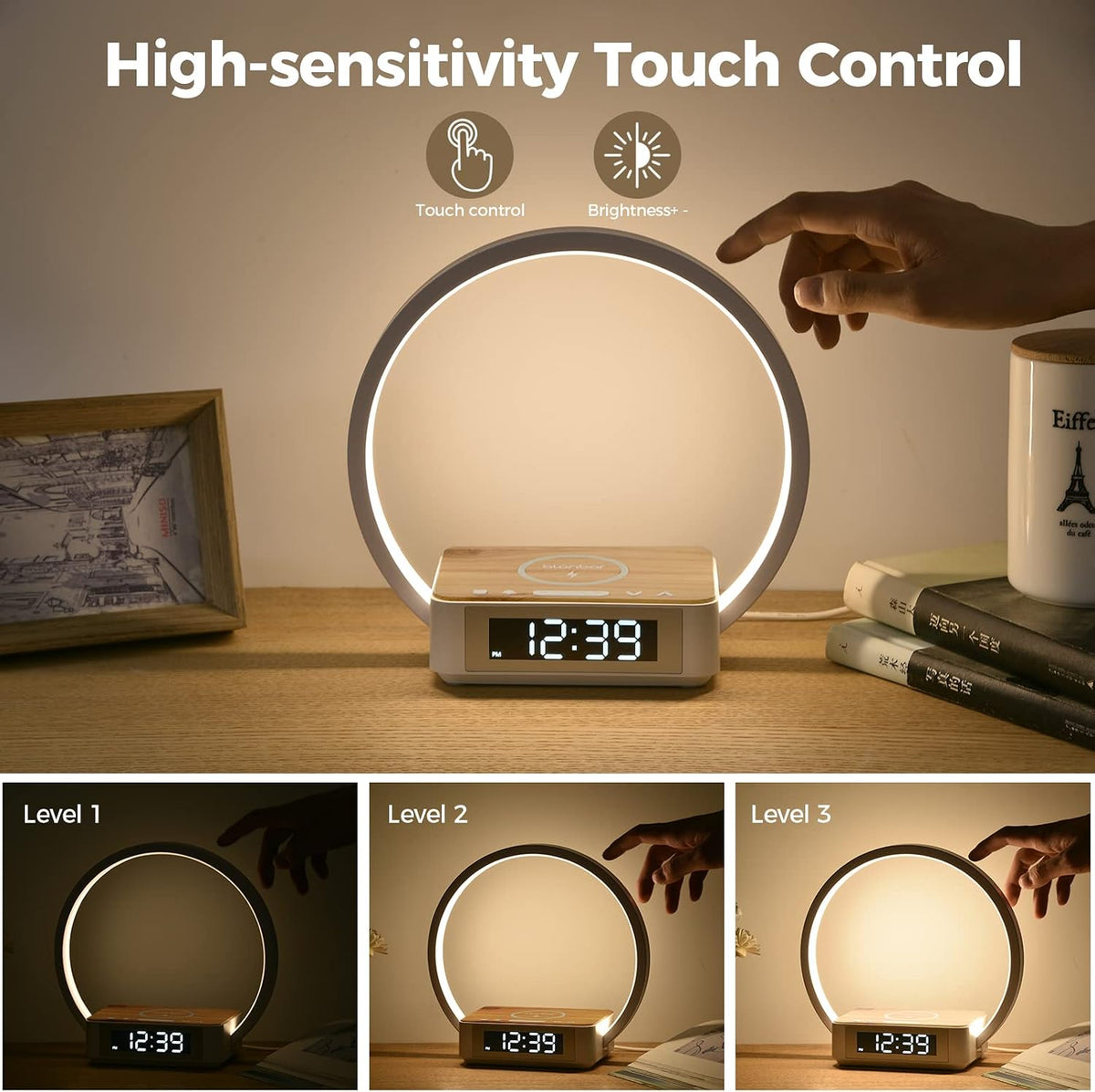 Sunrise Alarm Clock with Wireless Charging Desk Touch Lamp, Sunrise Lamp