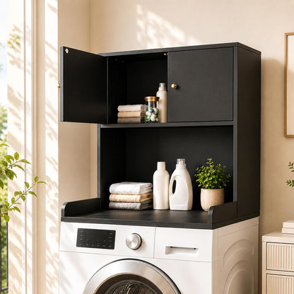 Laundry Storage & Organization (Oak) | Washer and Dryer Topper with Edge, Over Washer and Dryer Shelves for Laundry Room, Universal Fit, 27.5"Wx27.5"Dx29"H