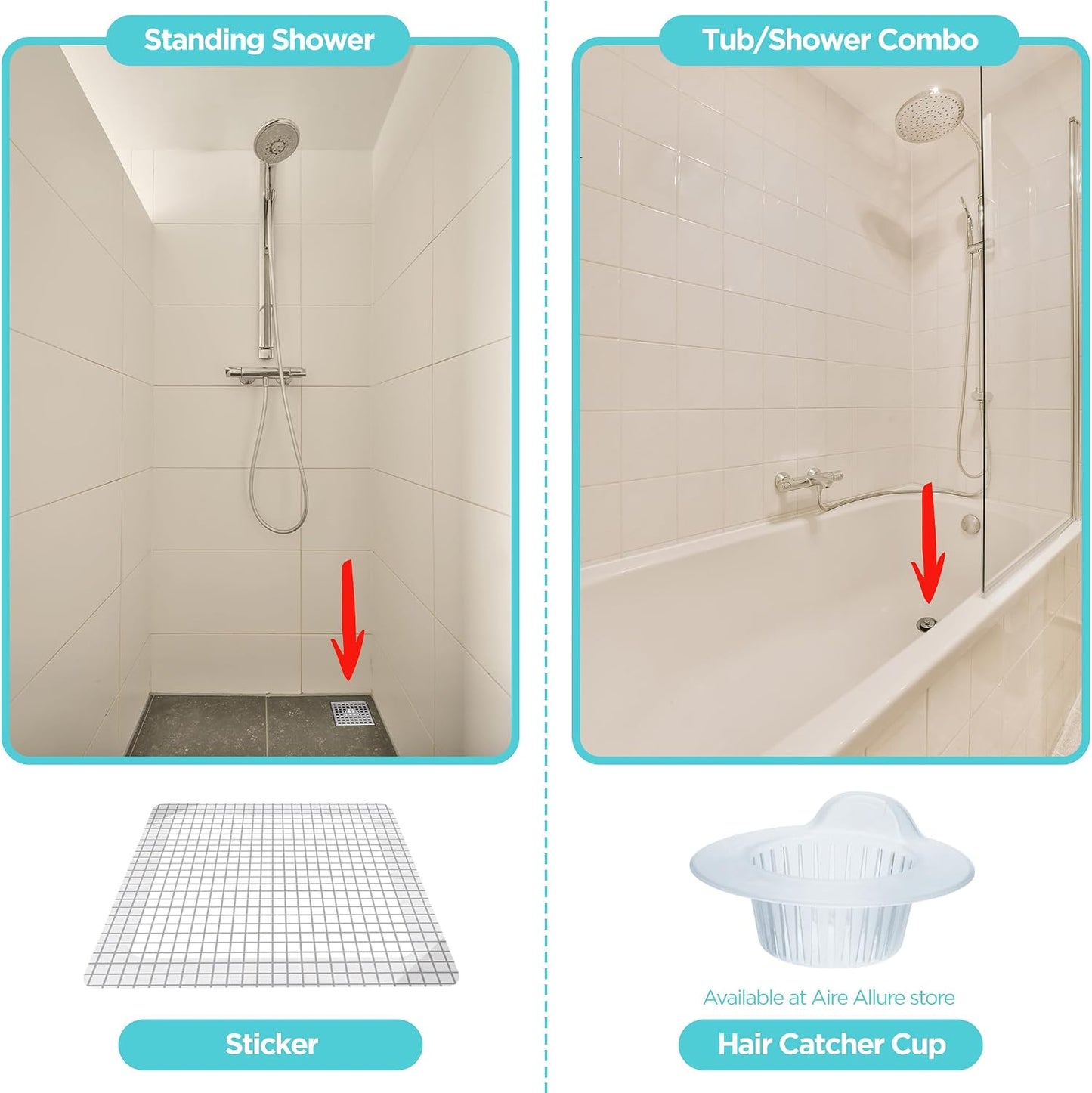 25 Pack Disposable Shower Drain Hair Catcher Mesh Stickers - Peel & Stick Drain Strainers to Prevent Clogs, Strong Waterproof Adhesive, Mess-Free Disposable Drain Covers for Shower & Bathtub