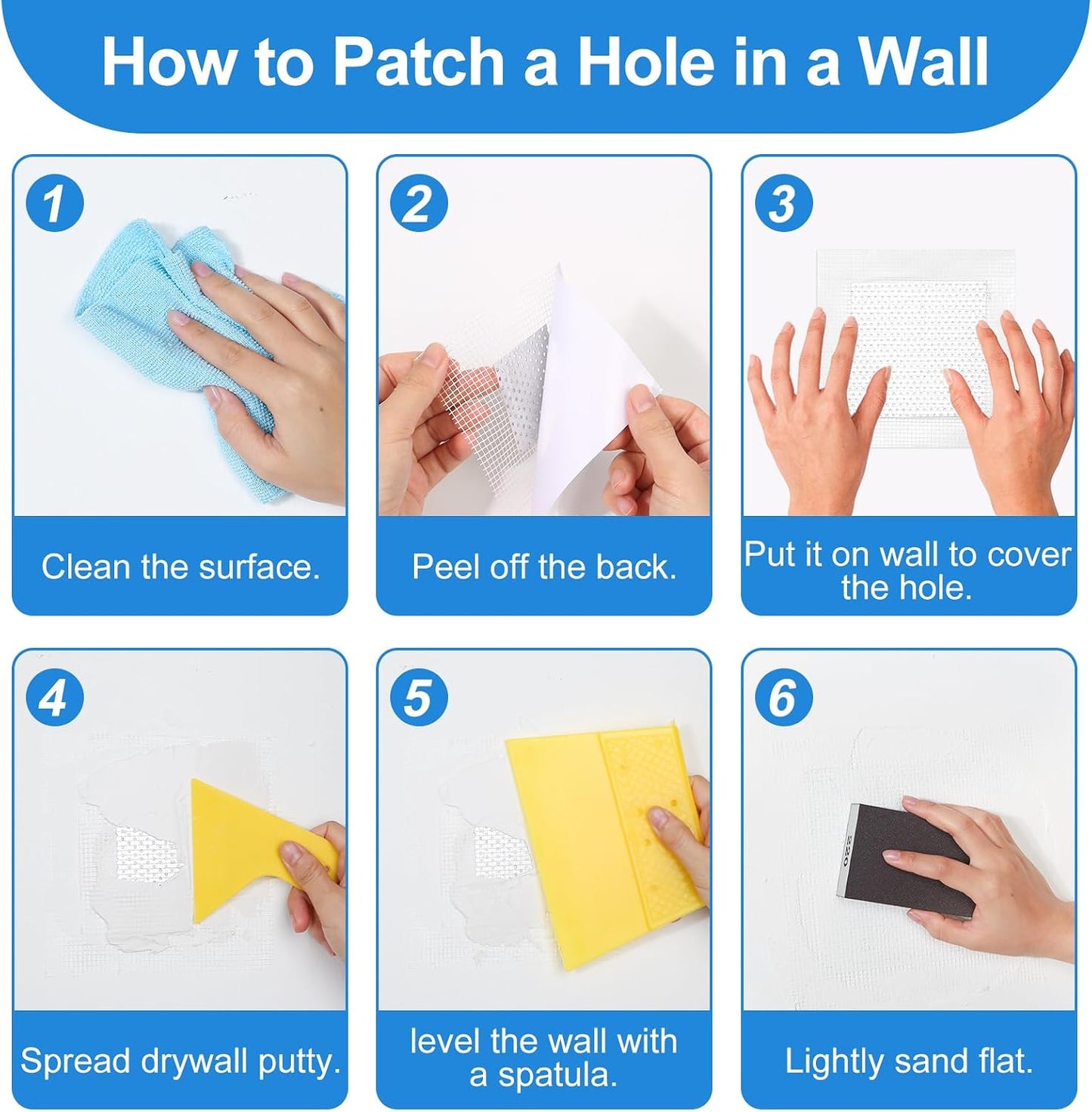 Drywall Repair Kit, Drywall Patch Repair Kit with 8.8OZ White Wall Repair Putty, Scraper Sandpapers Gloves for Heavy Duty Plaster Wall Repair, Easy to Fill Holes in Home Wall & Quick Repair Crack
