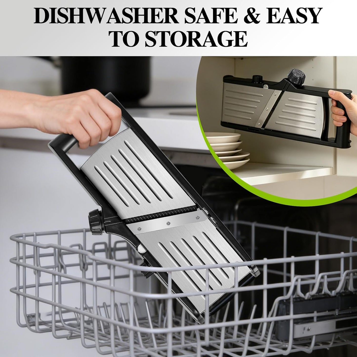 MASTERTOP Mandoline Slicer, 5 in 1 Mandoline Food Slicer, Dishwasher Safe | Stainless Steel Mandoline Slicer, Adjustable Vegetable Slicer for Fruit, Cheese, Send Cut Proof Gloves & Cleaning Brush