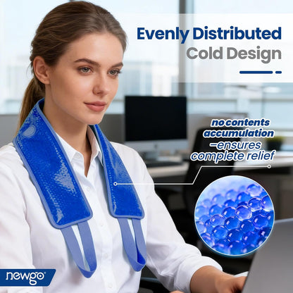 NEWGO Ice Pack for Neck Pain Relief, FSA Eligible, Blue | Double-sided Material, Neck Ice Wrap for Cervical Pain, Office Pressure, Sports Injuries, and Swelling, 24.8" x 4.13"