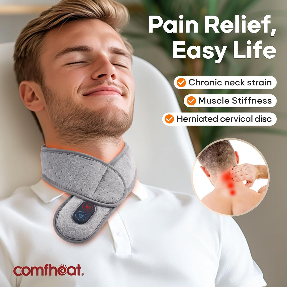 Cordless Neck Heating Pad with Vibration Massager FSA Eligible HSA