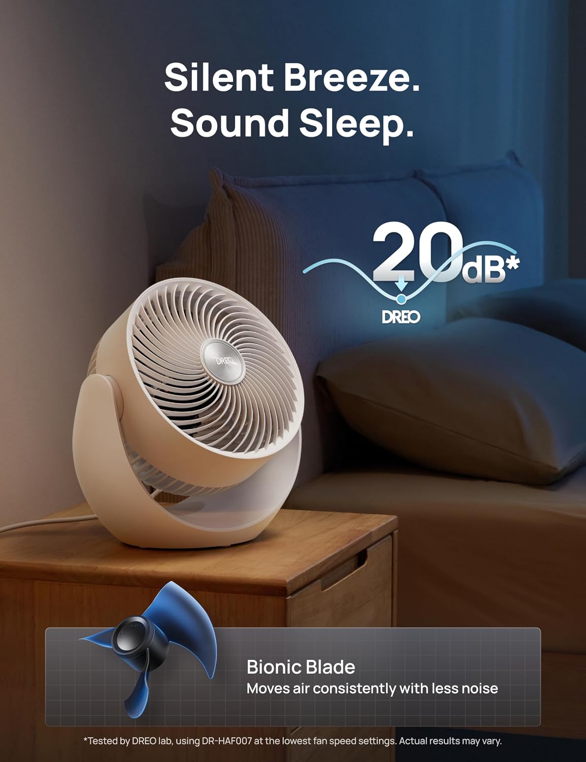 DREO Fan for Bedroom, Table Air Circulator for Whole Room, 11 Inch, 60ft Strong Airflow, 120° adjustable tilt, 20db Low Noise, Quiet, 3 Speeds, Desk Fan for Home,Office, Kitchen