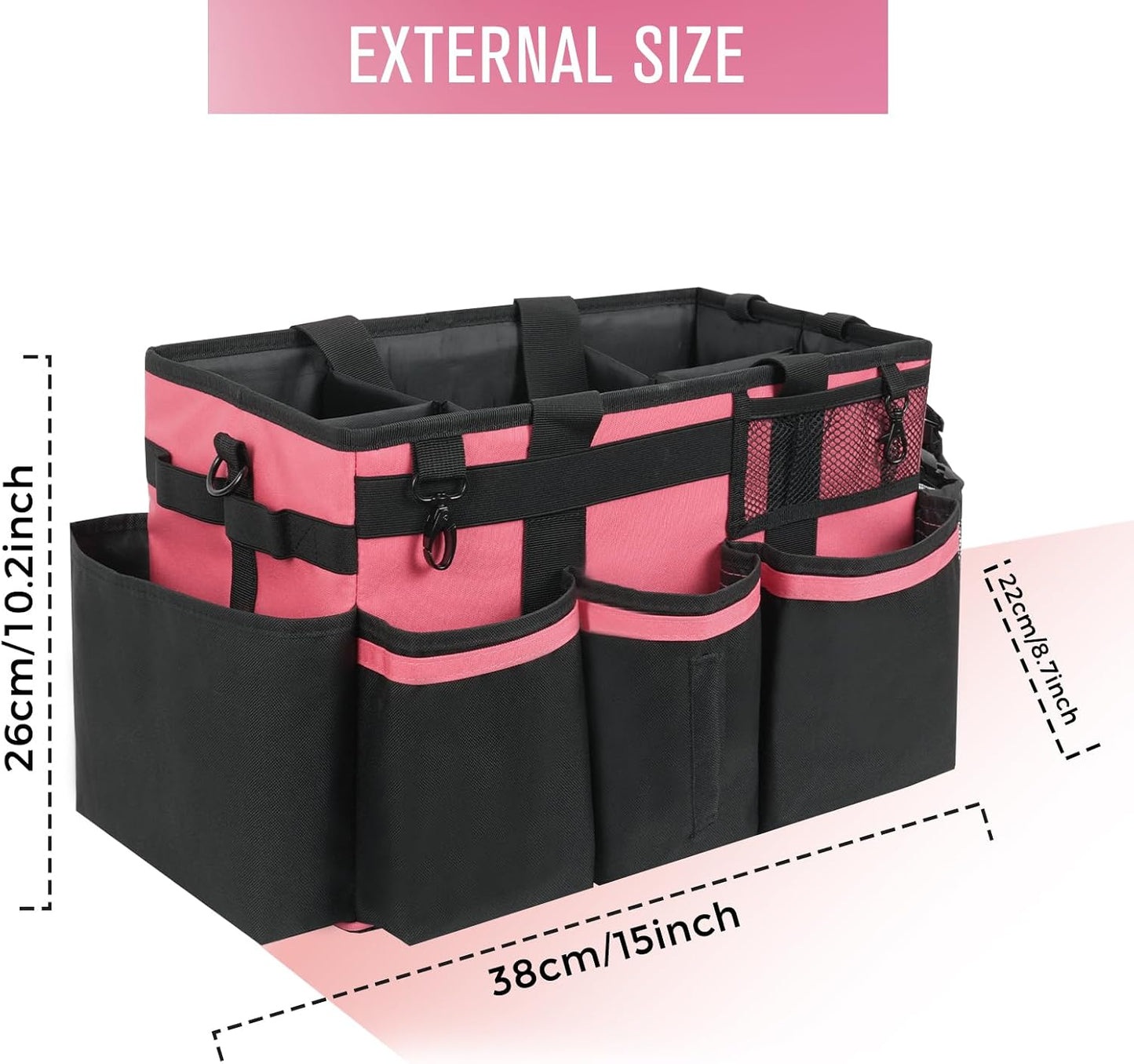 SCAVATA Wearable Cleaning Caddy, Cleaning Caddy Supplies Organizer with Handle & Shoulder Straps for Housekeepers, Under Sink & Car Cleaning Tool Organizers Bag with 4 Foldable Divider (NavyBlue)