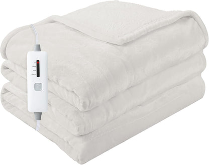 Soypipo Electric Heated Throw Blanket 50"x60", Faux Fur Plush with 4 Heat Settings & 2/4/8/10H Auto Shut-Off, Overheat Protection, Machine Washable, for Office & Chair, Dark Grey