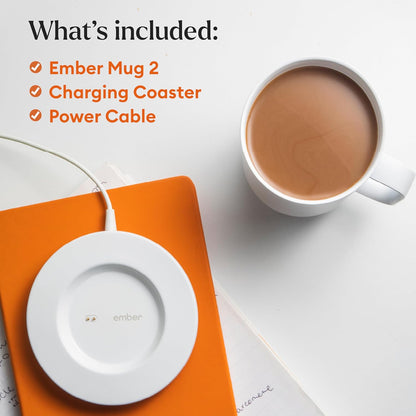 Ember Temperature Control 14oz Smart Mug 2, App-Controlled and Rechargeable Heated Coffee Cup Warmer with Intelligent LED Display, Sage Green.
