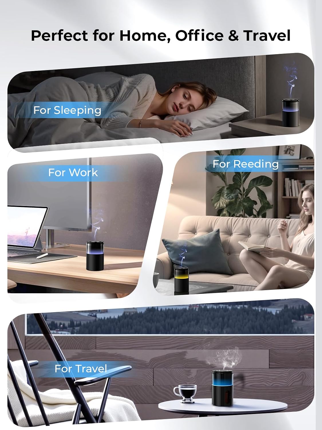 Waterless Essential Oil Diffuser: 𝟗-𝐂𝐨𝐥𝐨𝐫 𝐋𝐄𝐃 for Home