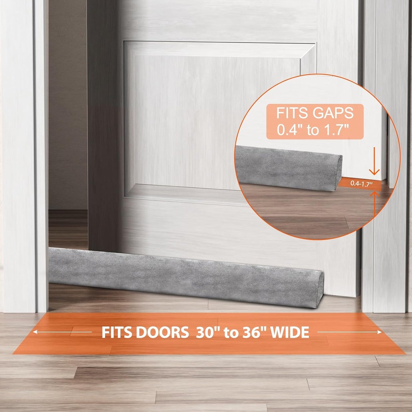 GDHOMM Door Draft Stopper for Bottom of Door, Adjustable Door Sweep Door Draft Blocker Door Gap Filler, Energy Saving, Keeps Sound Draft Light Out - Fits 30” to 36” Door