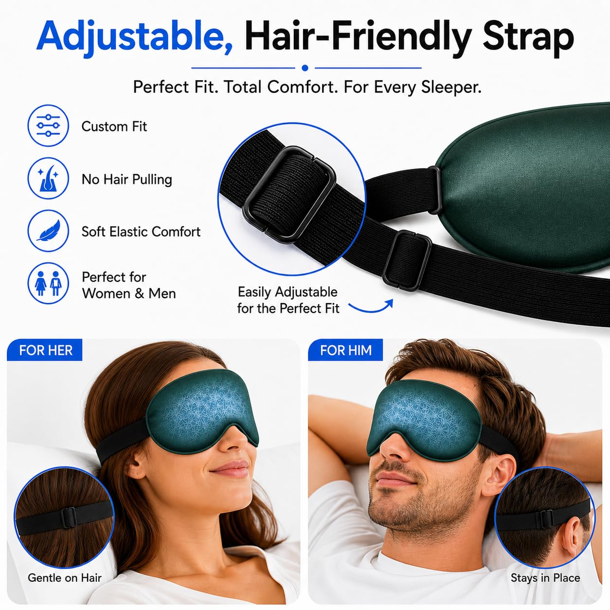 Silk Sleep Mask with Cooling Gel | Pure Mulberry Silk, Adjustable Strap, Superior Light Blocking, Includes Removable Ice Pack & Earplugs