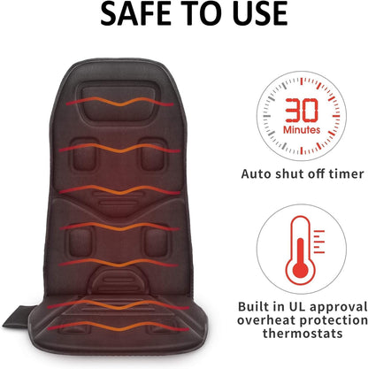 COMFIER Vibration Back Massager with Heat, 10-Motor Massage Seat Cushion for Chair, Graphene Heated Massage Chair Pad for Back, Lumbar & Thighs, 5 Modes, 3 Intensities, Home Office Recliner Gift