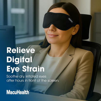 MacuHealth MacuMask Essential Moist Heat Eye Compress SterilEyes Technology | Adjustable fit system, Dual temperature application, Even heat distribution, Travel-friendly design, Comfort-focused wear