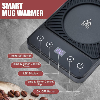Mug Warmer - Electric Coffee Mug Warmer with Timer,Coffee Cup Warmer for Desk Auto Shut Off,Smart 6-Temperature Control, Coffee Accessories for Coffee Lovers, White | Coffee Cup Warmer for Desk Auto Shut Off,Smart 6-Temperature Control, Coffee