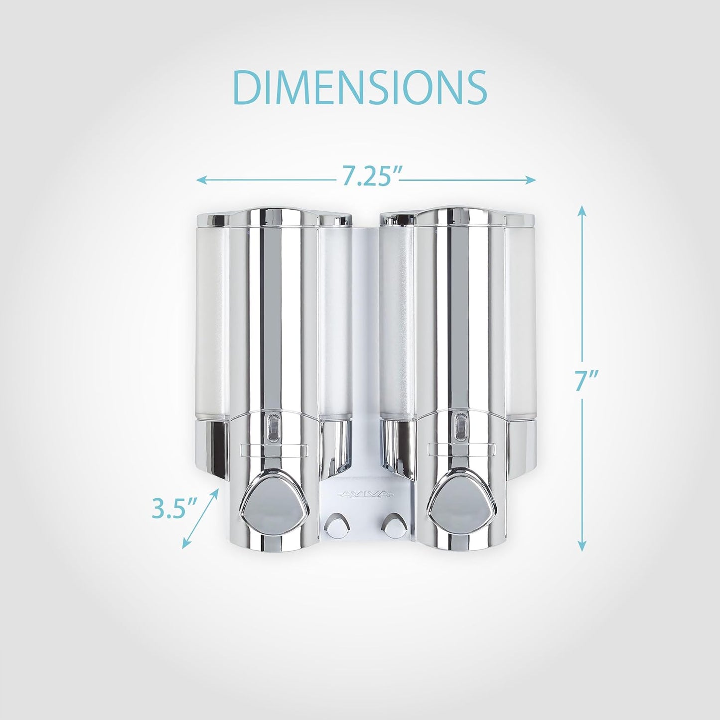 Better Living Aviva Wall Mount Shower Dispenser, 3 x 11 oz, Satin Silver | 3 Chamber, Shower Dispenser for Bathroom, Built-in Hooks, No Drill, Waterproof Dispenser Pump