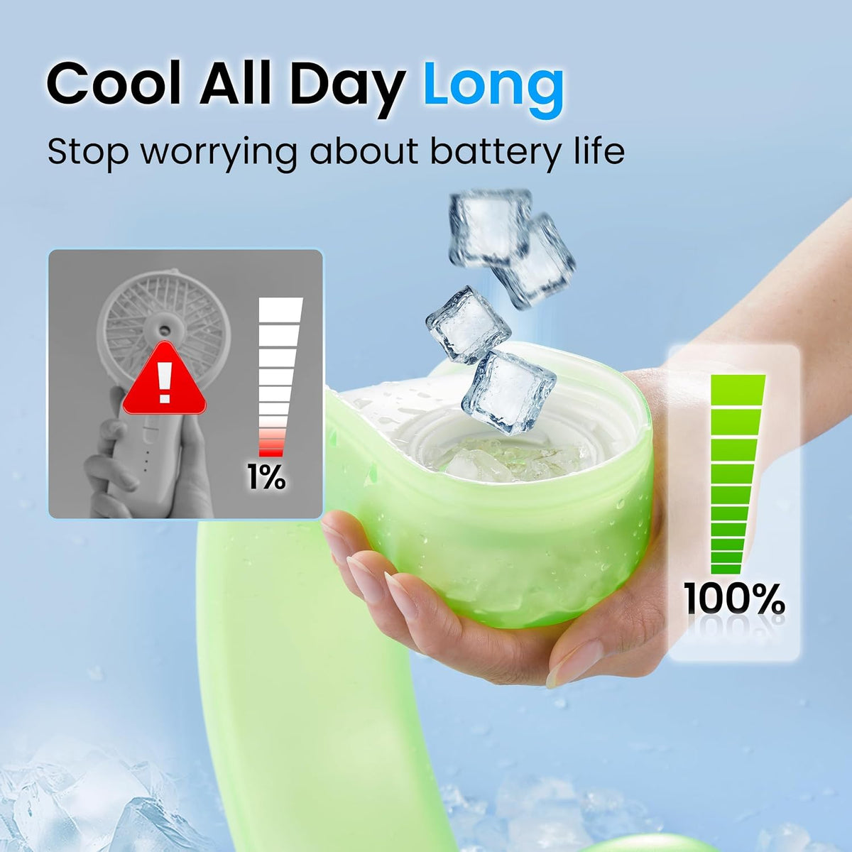 Neck Cooler for Hot Weather, Reusable Wearable Ice Water Neck Wrap with Wide Mouth for Ice Cubes, U-Shaped Cooling Neck Pack for Summer Heat, Outdoor Work, Sports, Travel & Hot Flashes, Blue