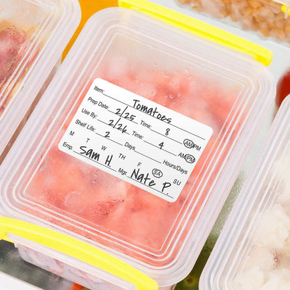 500 Dissolvable Food Prep Labels 1" x 2" Restaurant Quality Food Stickers/Meal Prep Leftovers Containers Organization/Made in The USA