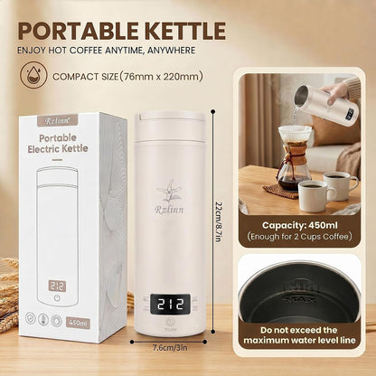 Portable Electric Kettle （120V）, Travel Tea Kettle, 316 Stainless Steel Premium Liner, 4-speed Temperature Adjustment with Auto Shut-off and Boil-Off Protection black