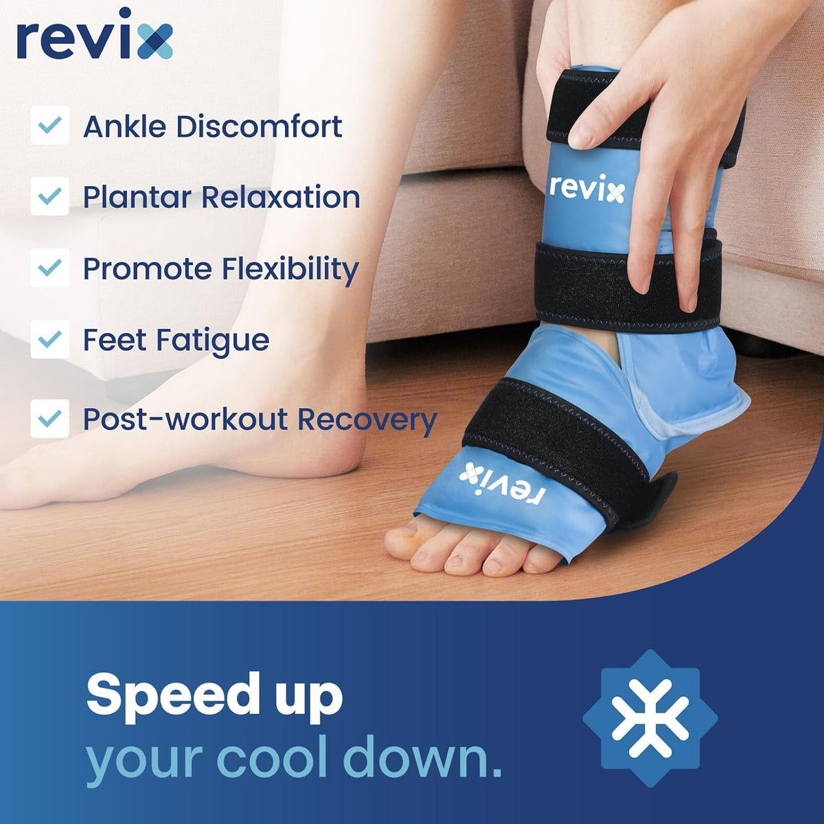 REVIX Ankle Ice Pack Wrap, Reusable Gel Ice Pack for Foot Pain Relief