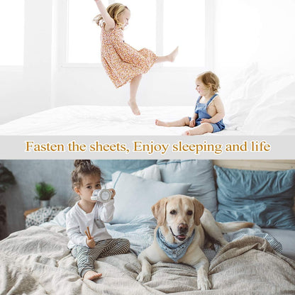 ZHOUBIN Sheet Suspenders Clips, Bed Sheet Straps Mattress Sheet Holders for Twin, Full, Queen, King - Keep Sheets in Place Corner Sheet Grippers Fasteners Sheet Stays