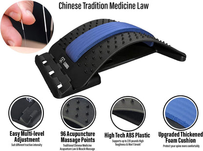Back Stretcher Device for Back Pain Relief - Lumbar Support - Spine Deck - Massager for Back - Spine Stretcher Helps Lower Back Pain - Easy Back Therapy that relieves Chronic Pain