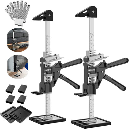 2Pcs Metal Labor Saving Arm Jack, Hand Furniture Lifter Tool, Furniture Jack, 440LBS Capacity Precise Control Slow/Fast Descent for Lifting Door Furniture, Window, Wall Tile Positioning