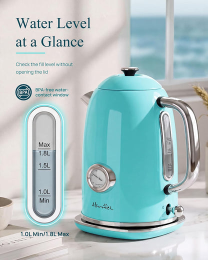 Harriet 61 oz Electric Kettle with Thermometer, Hot Water Pot, Retro
