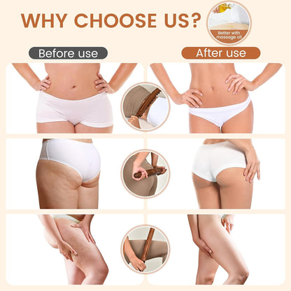 Wood Therapy Guasha Massage Stick Tools, Cellulite Massager Body Slim Brush