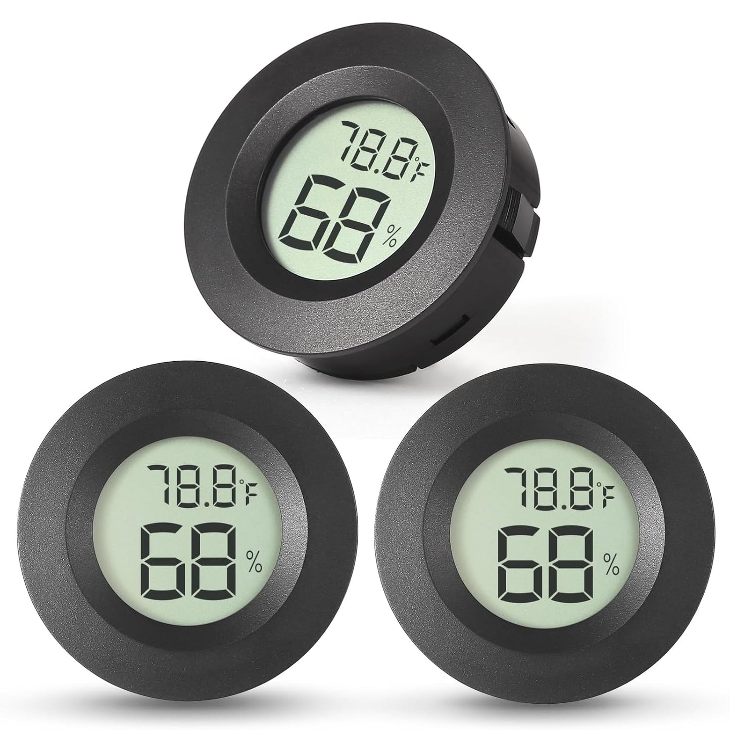 Atogou 3-Pack Mini Hygrometer & Thermometer, Indoor Digital Humidity Meter | ℉/℃, Outdoor Gauge Temperature for Home, Office, Reptile, Car, Greenhouse, Lab, Terrarium, Cellar.. A01 White