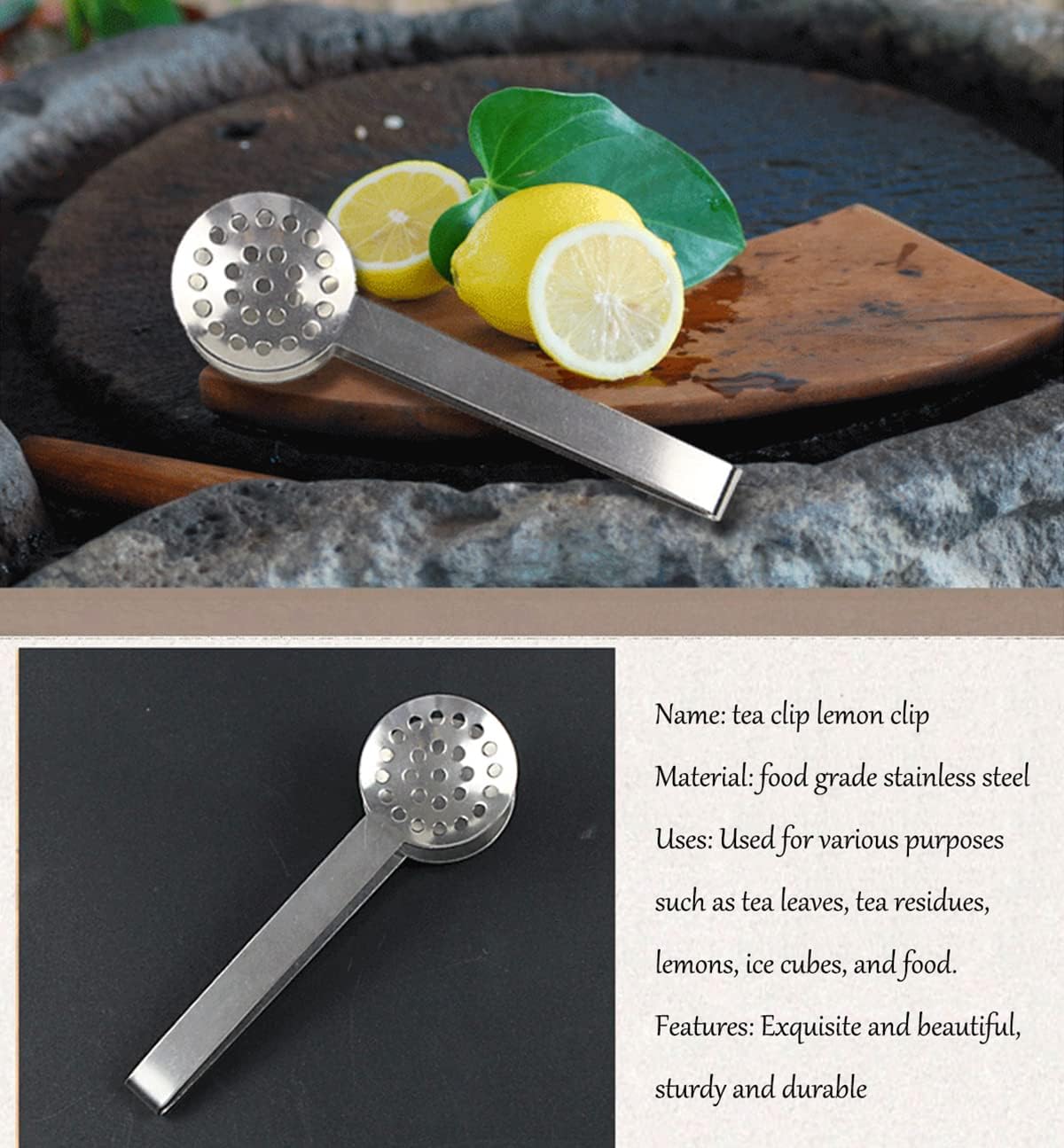 2 Pack Stainless Steel Tea Bag Clips, Round Tea Bag Squeezer, Tea Bag Spoon, Herbal Tea Infuser, Herb Tong, Sugar Cube Tong, Lemon Tong, Ice Cube Tong, Tools For Kitchen Bar