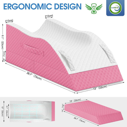 TranquilRelax Leg Elevation Pillows for After Surgery, Wedge Pillow, Grey | Memory Foam, All-around Knee & Ankle Support for Swelling, Height-adjustable, Nop-Slip Bottom, Washable Cover, Single-leg