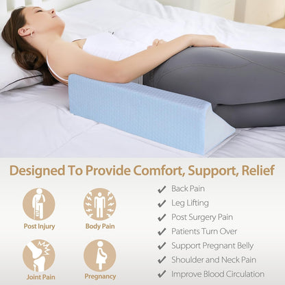 Body Positioner Wedge Pillow for Side Sleeping Support | Back and Leg Support, Body Positioning, Pregnancy Support, Ankle Elevation, Memory Foam, Machine Washable Cover