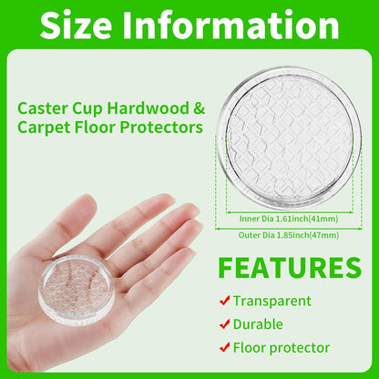 Non Slip Furniture Pads for Hardwood Floors - 12PCS 2" Caster Cups, Round | Furniture Stoppers to Prevent Sliding, Anti Slip Furniture Coasters Cup, Floor Protectors for Furniture Bed Couch Chair,Black