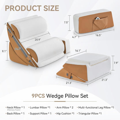 Yojoker Leg Elevation Pillows for Swelling, Memory Foam Wedge Pillow for Legs Blood Circulation, Leg Elevation Pillows for After Surgery, Knee Wedge Pillow for Sleeping Back Hip Ankles Relief